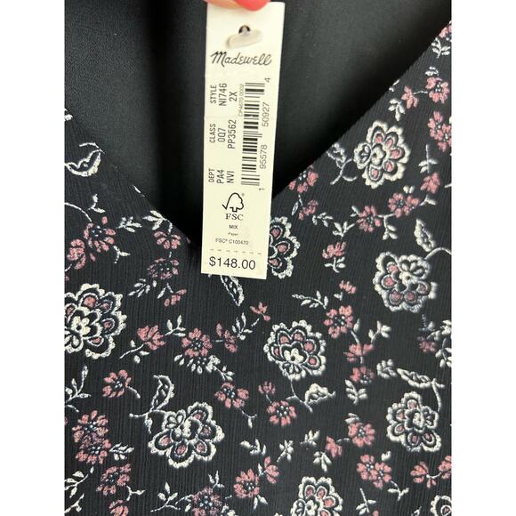 NWT Madewell Enchanted Floral Georgette V-Neck Midi Dress Size 1X, 2X - Picture 7 of 11